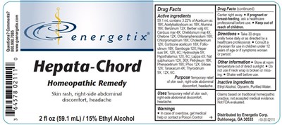 2oz Bottle Label (Energetix Hepata Chord 2 Oz. Bottle Label R10 20)